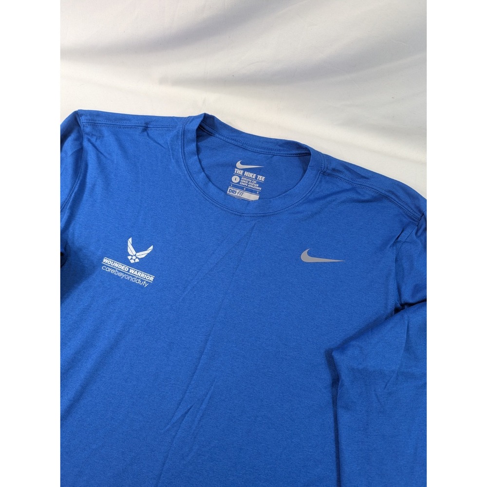 Nike Dri-FIT The Tee Long Sleeve Shirt Men's Blue Air Force Wounded Warrior L